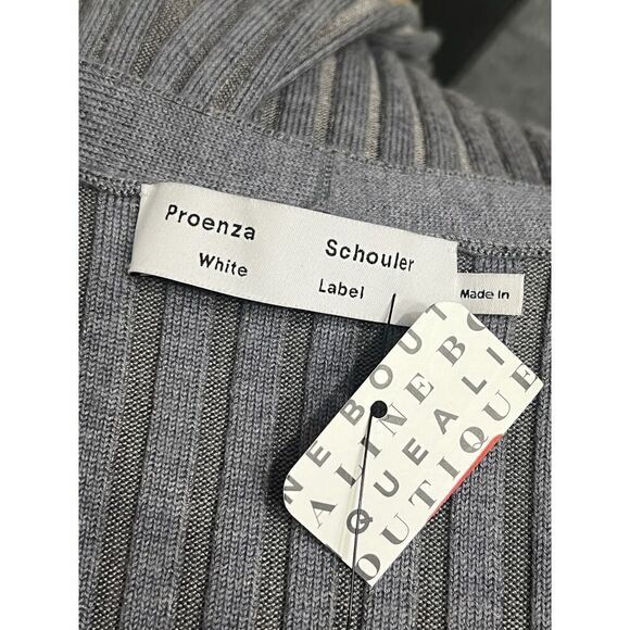 Proenza Schouler Sweater Womens Medium Merino Ribbed Knit V Neck White Label New - Picture 6 of 8